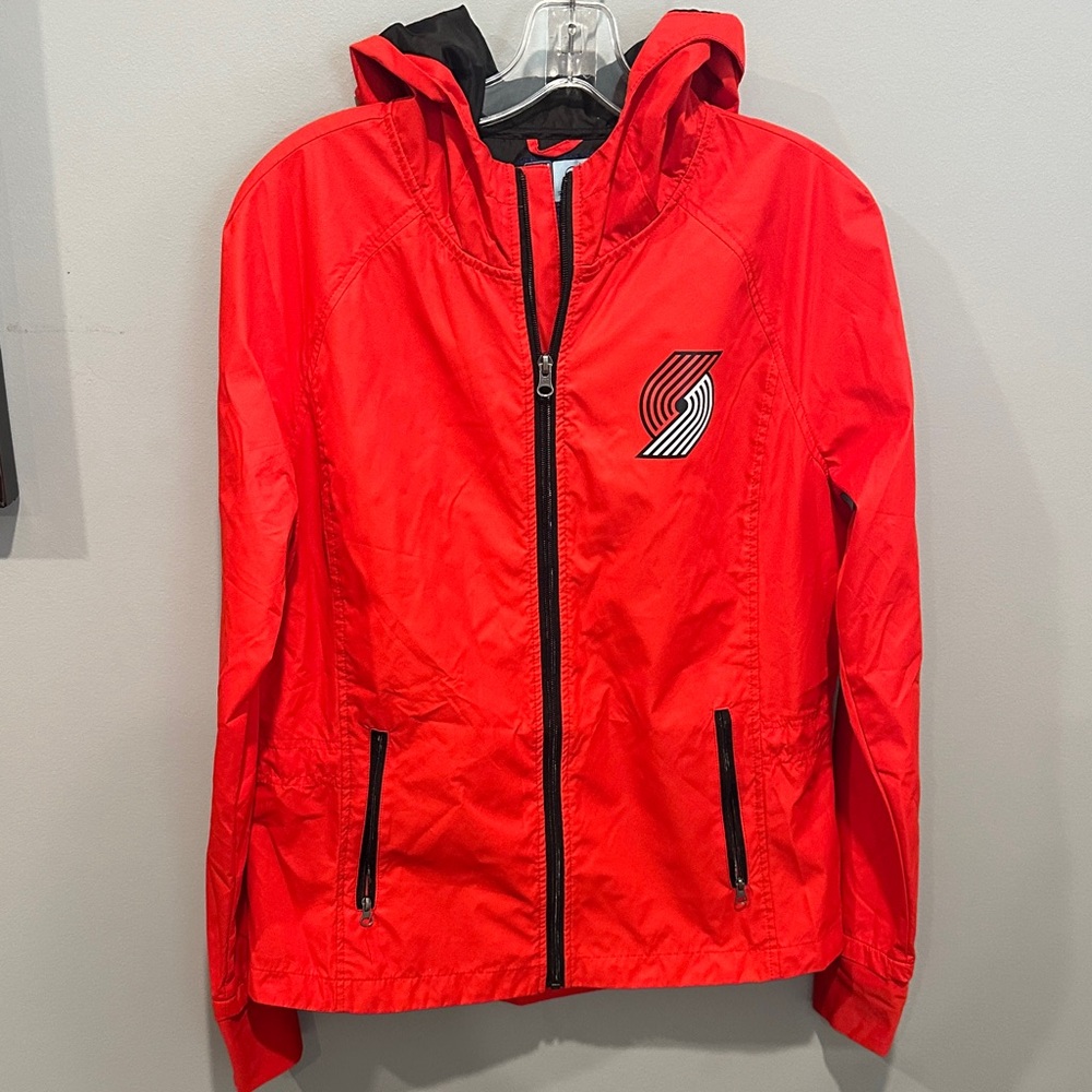 Trailblazers  Red Hooded Windbreaker Jacket. Trailblazers Team.